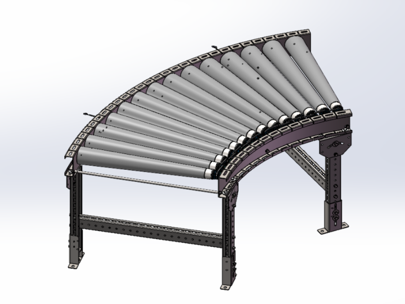 Carton poly-V belt roller curve conveyor