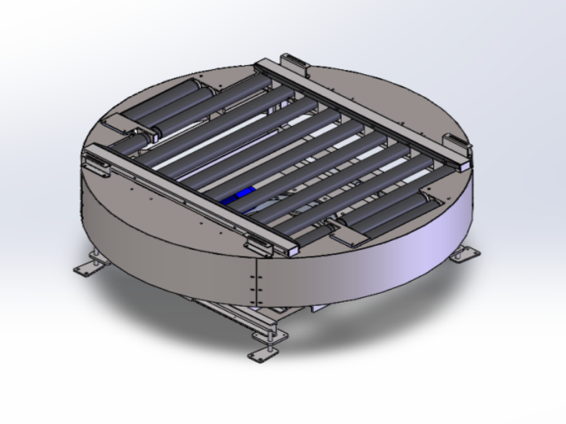 Turntable conveyorwith rollers